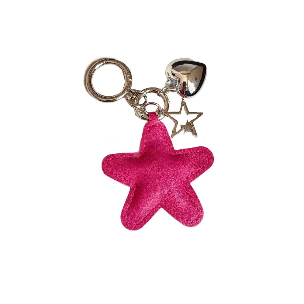 Heart Star Leather Keyring PU Colorful Pendant Charm Star Shape Keychain Bag Hanging
