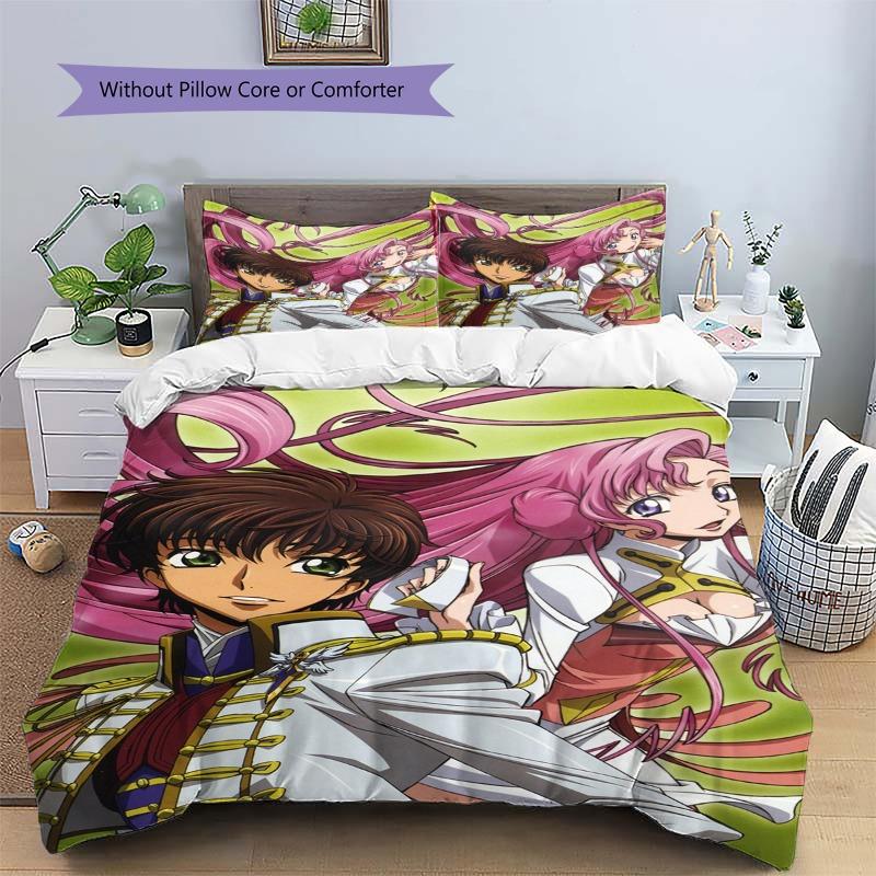 Code Geass Anime 3Pcs Bedding Set, Duvet Cover with 2 Pillowcases, No Comforter No Pillow Core