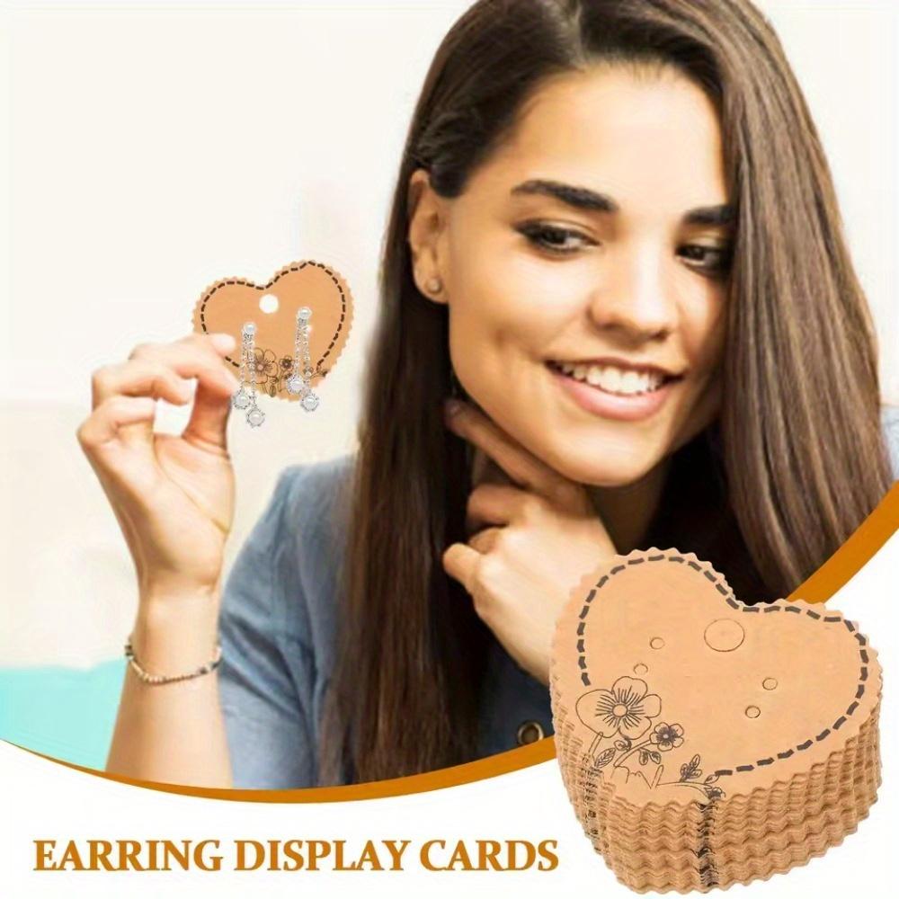 100Pcs Earring Display Cards Light Brown Jewelry Organizer Stand Paper Necklace Holder Storage Solution Packaging Box