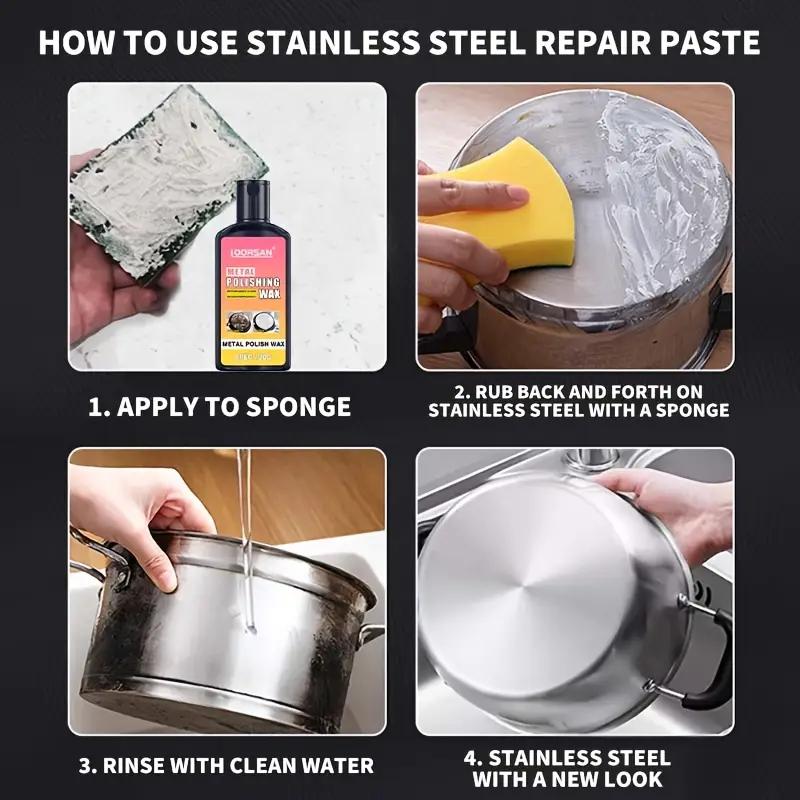 Universal Metal Polish - Gloss Finish, Suitable for Kitchen Cookware, Stainless Steel, Bathroom Faucets,Shine Restorer