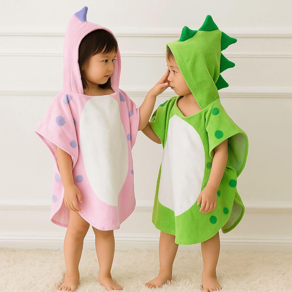 Warm Single Layer Bath Towel Cartoon Soft Girls Hooded Bathrobe Swim Towel Shower Cloak Children Dinosaur Bathrobe Bath