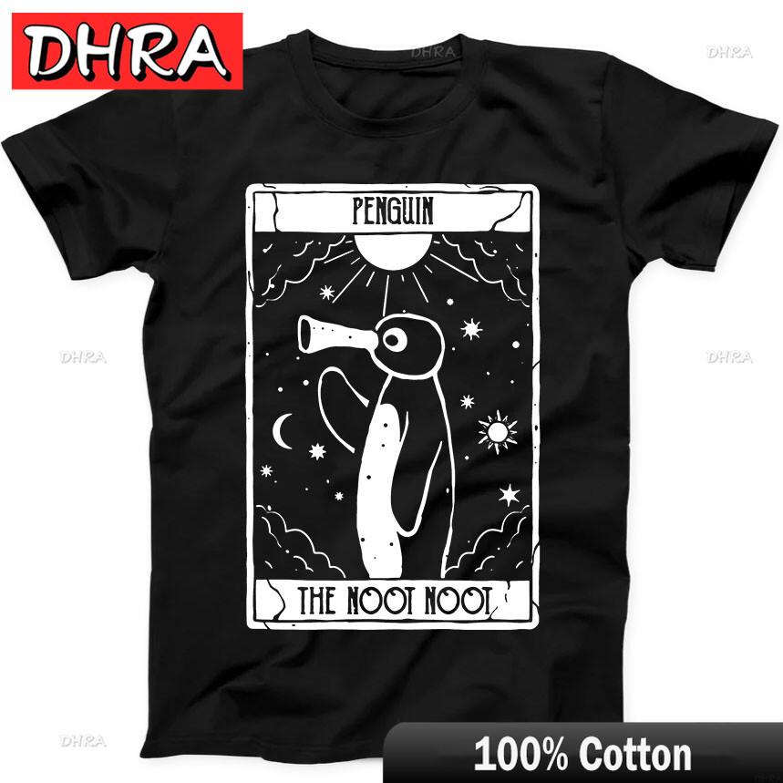 Noot Noot Tarot Card Penguin Rainbow Pingu Funny Gift Tee Black T Shirt Unique Stylish Tshirt TShirts for Vocation TShirt Male 4XL