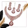 Touchstone Indian Bollywood Traditionally Marked White and Red Rhinestone Alluring Bridal Designer Jewelry Necklace Set In Silver Tones for Women.