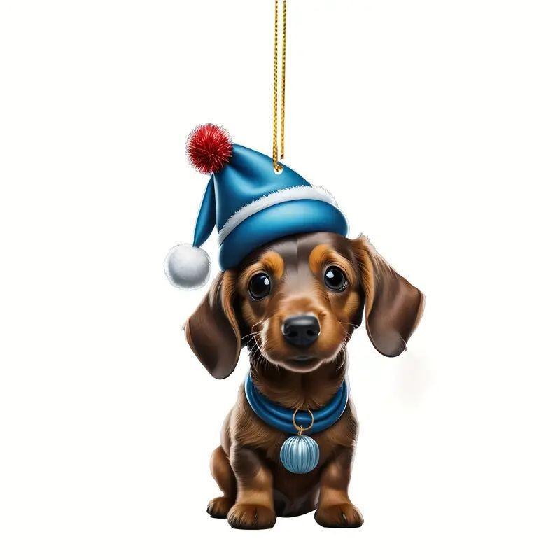 Playful Christmas Acrylic Dog Decoration Ideal For Unique Car Ornament Ideas Gift