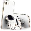 Case for iPhone 17th, Soft Shockproof Silicone with 3D Astronaut Pattern Stand - White