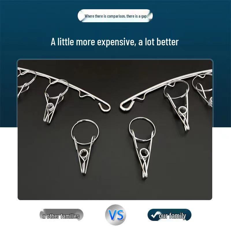 Multi-Functional Stainless Steel Sock Holder & Windproof Clothes Drying Rack with Curved Clips