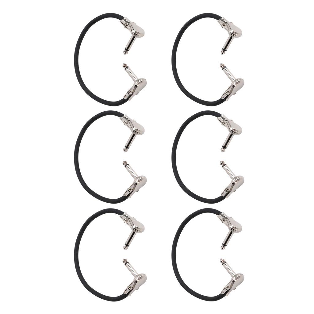 6Pcs Electric Guitar Effect Cable 1 4in Right Angled Guitar Pedal Cord Patch Cable 30cm Flat Head Silver