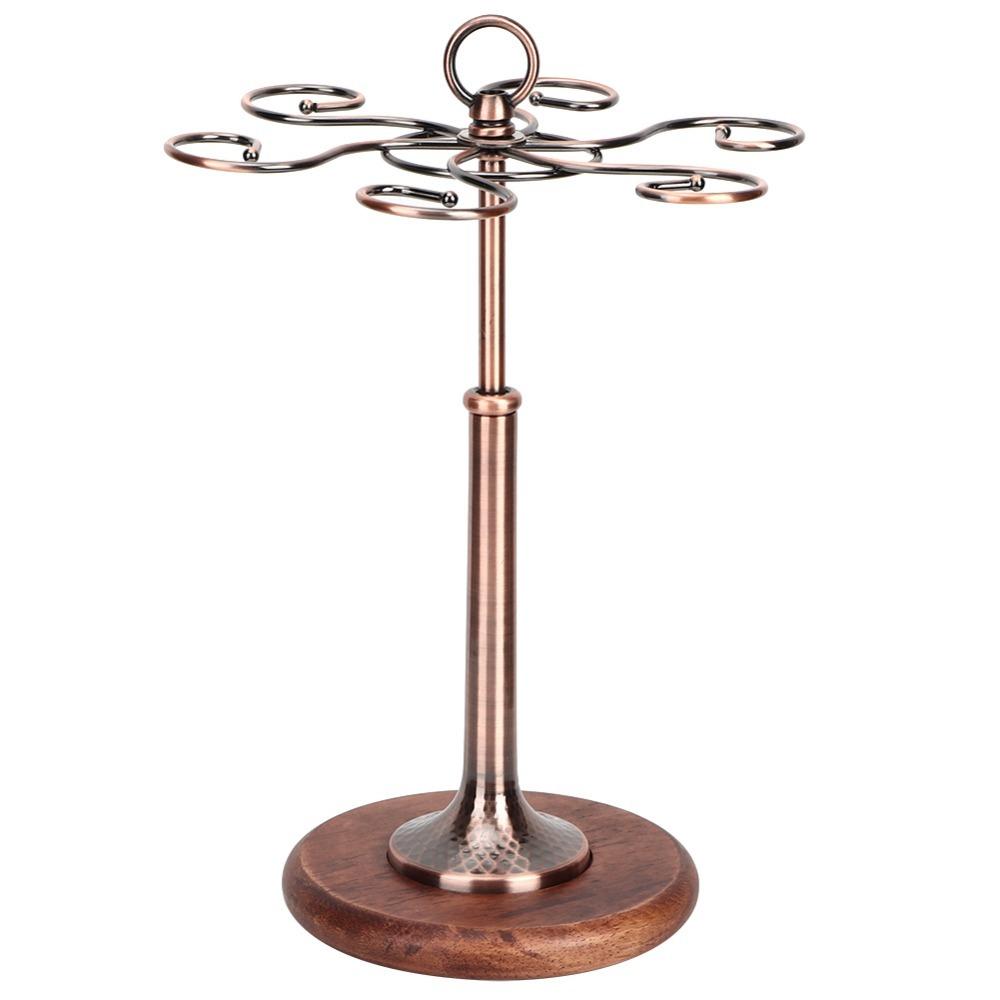 Wood Base Bar Glass Stand 6 Bottles Decor Ornament Anti-slip Stable Wine Cup Rack Wine Set Storage