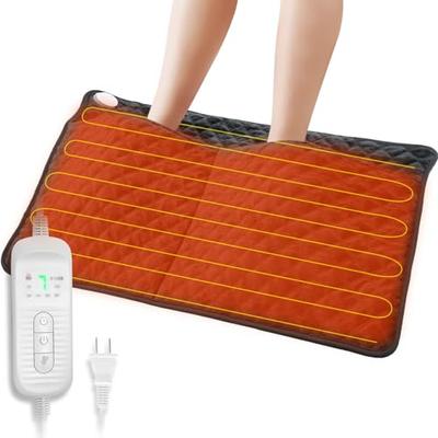 Chauffe-pieds Électrique [Chauffe en 8 secondes, Taille 2 personnes, 90*50cm], 7 Réglages de Température, 4 Minuteries, Grande Taille, Chauffe-pieds avec Semelles pour Pieds, Chauffage Rapide