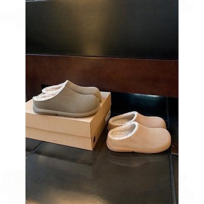 Petites pommes de terre~ Augmentation de la hauteur intérieure Baotou Birkenstock pantoufles moelleuses mocassins pour femmes chaussures en coton