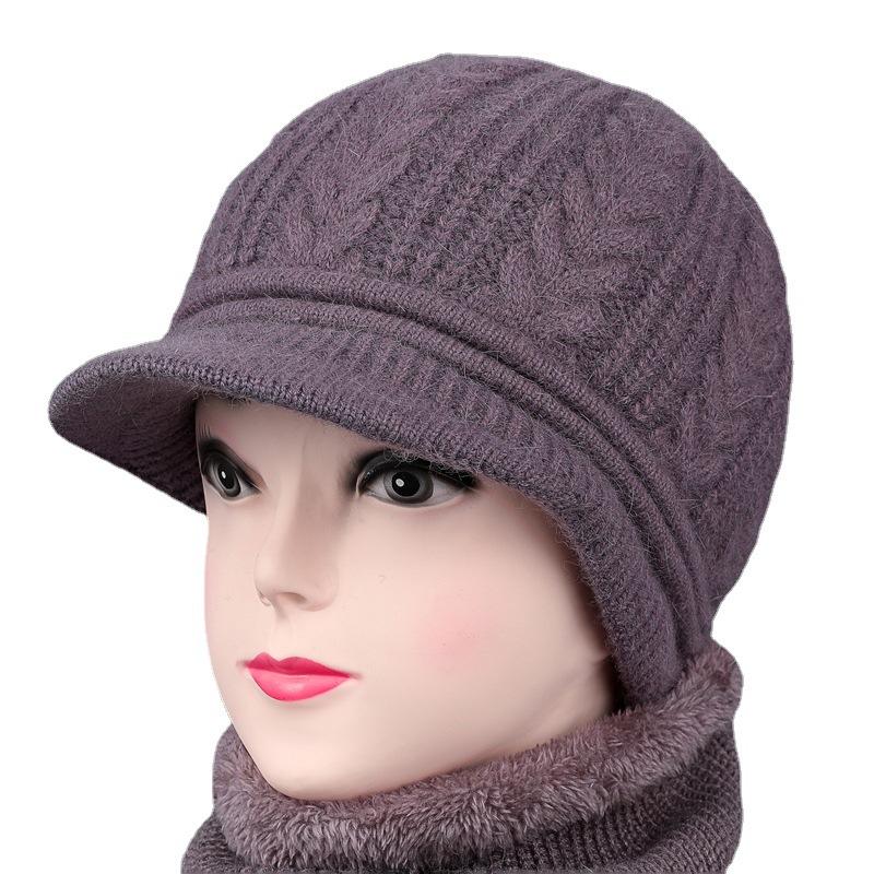 Duck Tongue Old Man Hat Female Grandma Autumn Winter Rabbit Wool Hat Knitted Thermal Basin Hat Middle-Aged And Elderly Mother Velvet