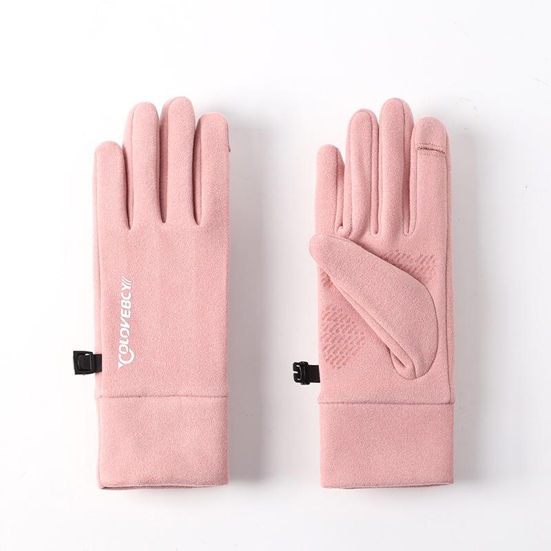Cycling Gloves Autumn and Winter Velvet Warm Cold Outdoor Sports Cycling Skiing Leak Two Finger Non-slip Touch Screen Gloves