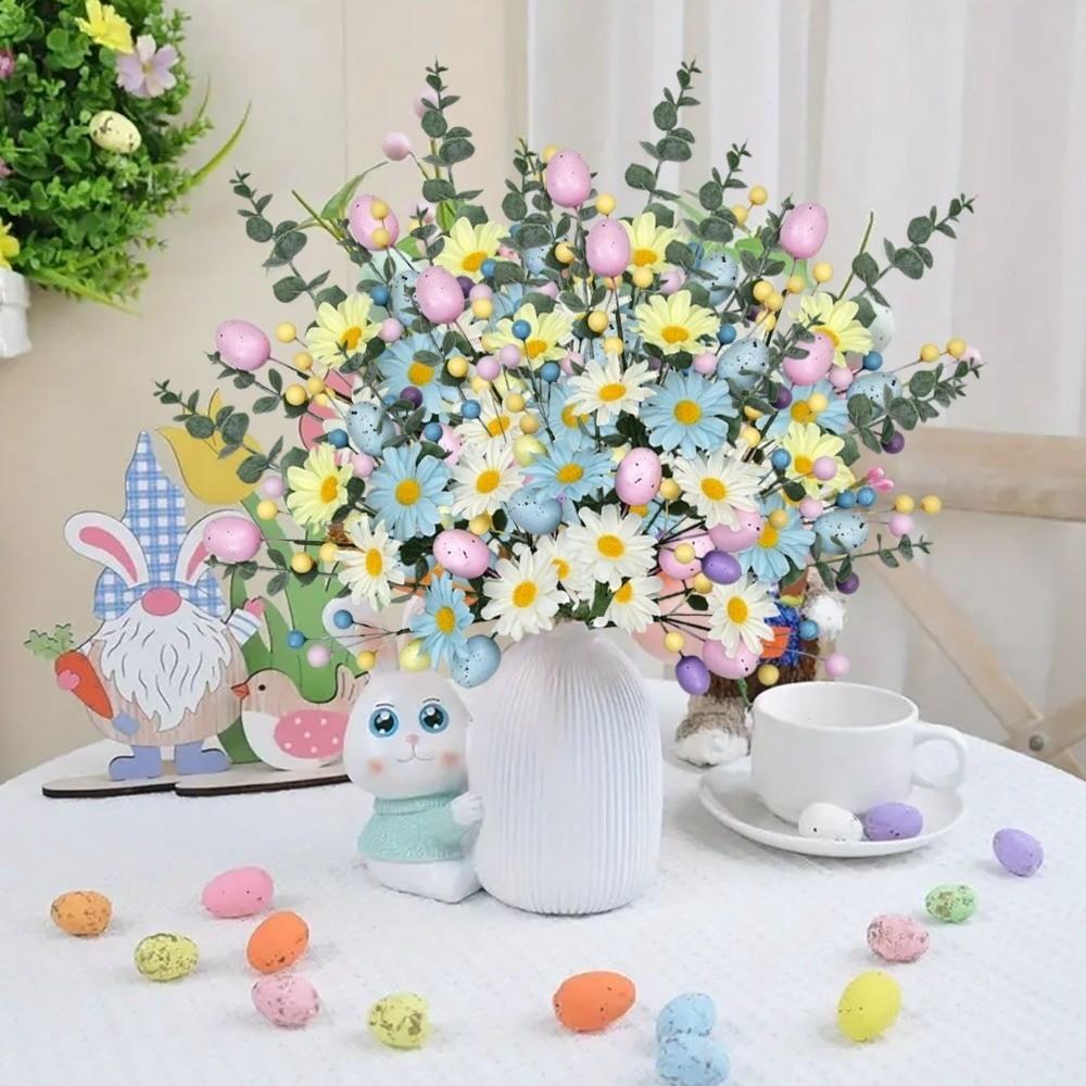 Realistic Easter Flower Bouquet Decorative DIY Artificial Berries Floral Colorful Berry Easter Egg Branch Office Desktop