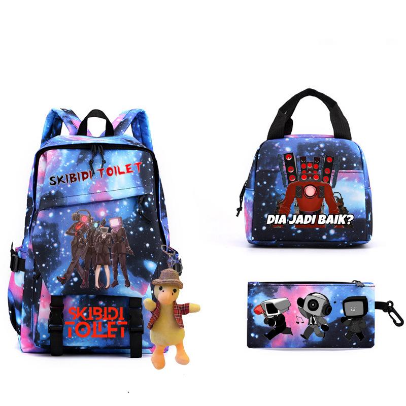 New Skibidi Toilet Man Spoof School Bag Elementary School Backpack Satchel Pencil Case