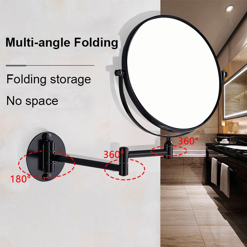 360°Rotating Double-Sided Wall Mirror - Aluminum Alloy Bathroom Makeup Mirror with 3X Magnification, Foldable & Angle-Adjustable