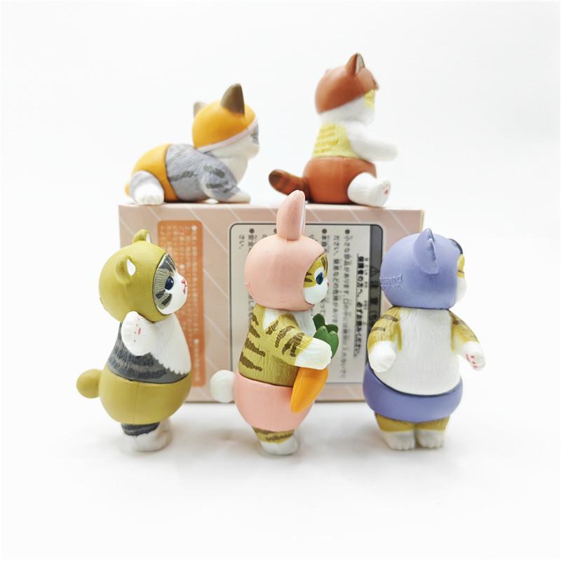 Endearing Pvc Cat Toy In Rabbit Headpiece From Cat Fortune Sandy Blind Box Series