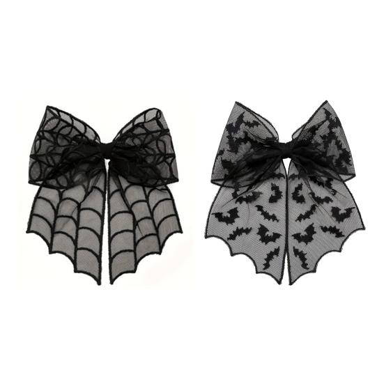 Women Hair Clip Strong Grip Non-Slip Design Punk Style Bats Spider Webs Pattern Hair Pin Halloween Hair Accessories