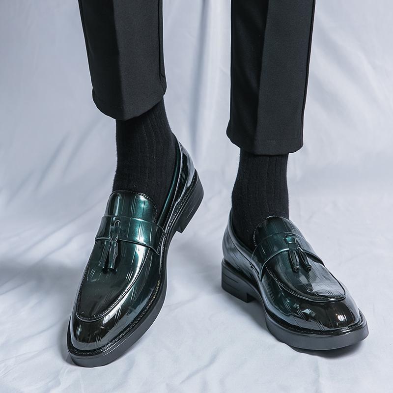 FashionMen's Leather Loafers Comfortable Business Leather Tassels Shoes for Men Lightweight Slip-on Anti-slip Wearable Men Loafer Shoes