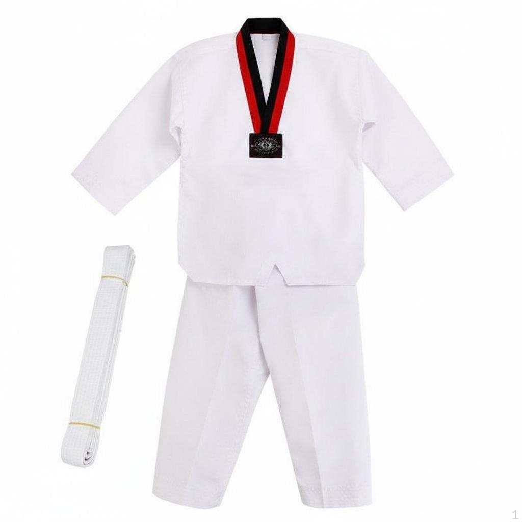 V-Shaped Neck Dobok Set Adjustable Waist with Drawstring Training Garmalest