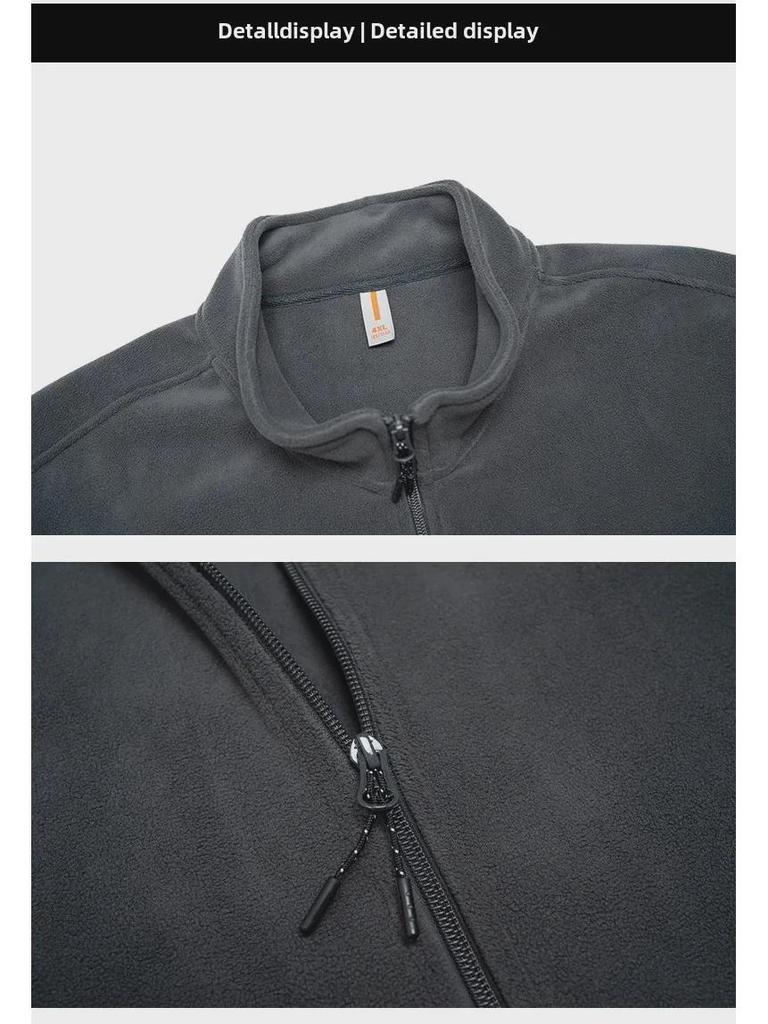 Ao Li Men's Large Velvet Stand Collar Sweater - Winter Thickened Simple Cardigan, Solid Color, All-Match Loose Jacket
