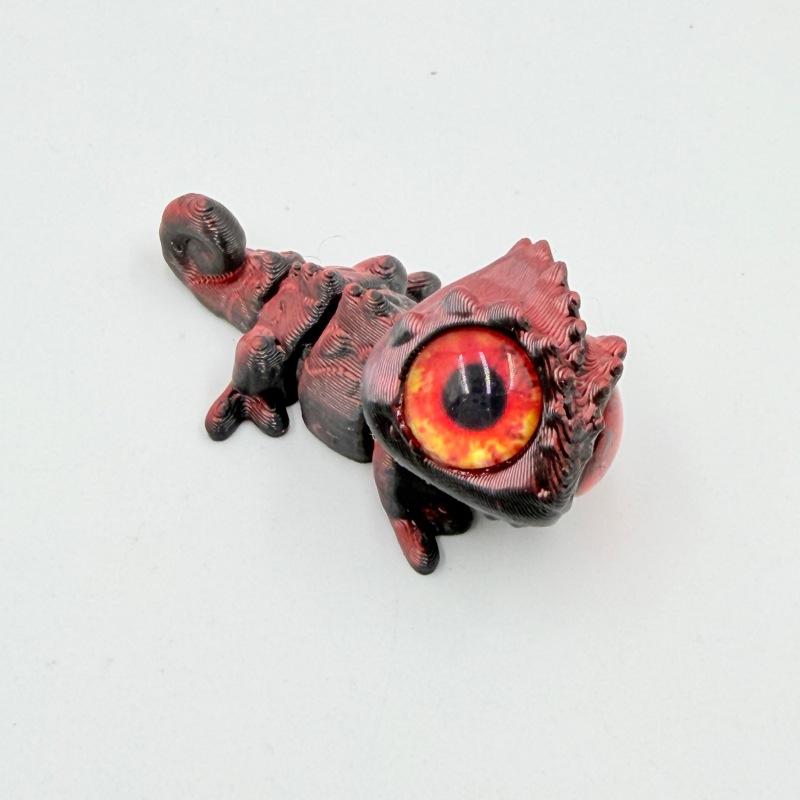 3D Printed Mini Chameleon Figures Movable Joint Big Eyes Lizard Model Fidget Toy Home Decor Desktop Ornament Gift Collection