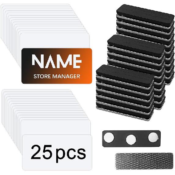 25 шт. Именные бирки для сублимации, 1,5 x 3 дюйма, Металлические алюминиевые заготовки для именных бирок, Магнитные именные бирки, Заготовки для бейджей для сублимации, Многоразовые 25 pcs Sublimation Magnet