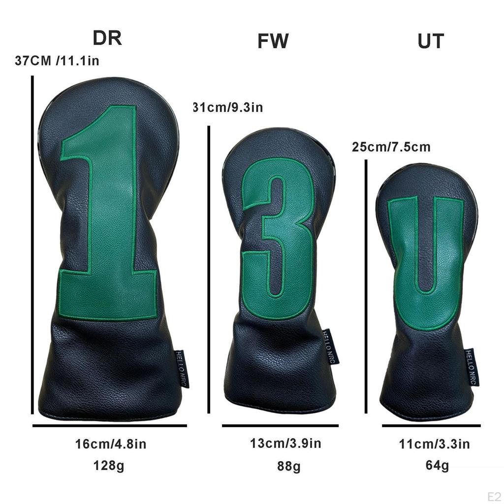 4 Pieces Golf Head Covers for Clubs PU Leather Wood Headcovers Golfer Gift