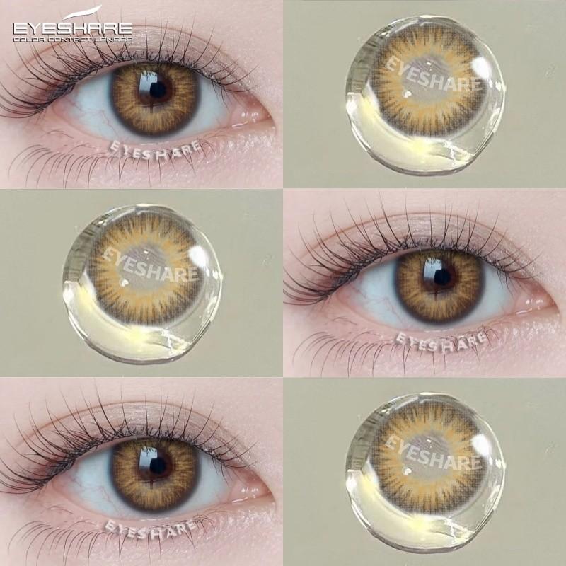 Eyeshare 2pcs LOIRE Contact Lenses for Eyes Colored Eye Lens 14.5mm Natural Brown Grey Softlens Beauty Pupils