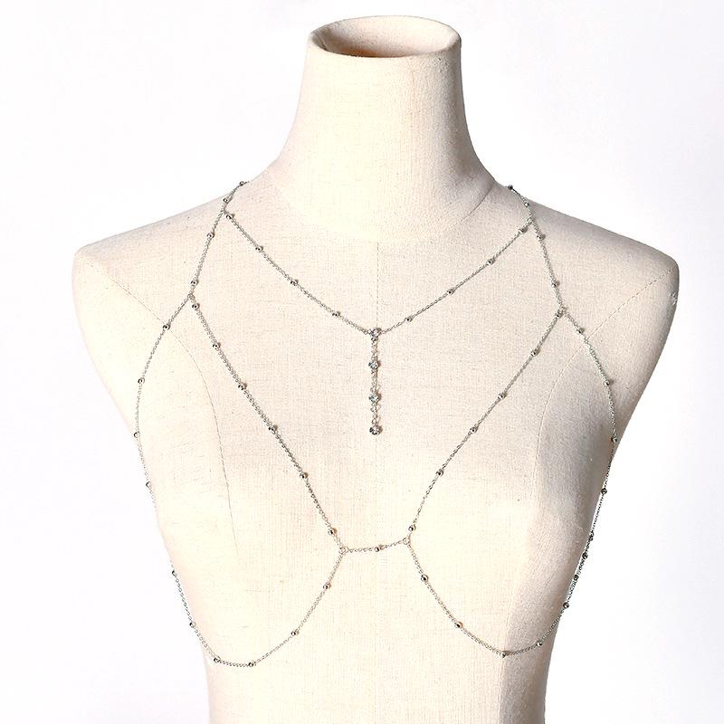Sexy Beach Body Jewelry: Exaggerated Tassel Necklace with Flash Diamond Pendant for a European and American Casual Look