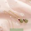 925 Sterling Silver Chain Hetian Jade Gold Line Drop Long Earring Female Ear Line Red Garnet Bead Jewelry Gift For Lover Wedding