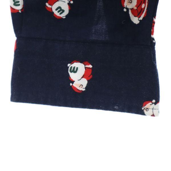 mikihouse Santa Claus Long sleeve shirt M Navy blue Open collar Men's Used