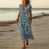 Letní šaty Dámské Dlouhé Boho Plážové šaty Elegantní Maxi šaty Výstřih do V Krátký rukáv Letní Tunikové šaty Lehké Vzdušné