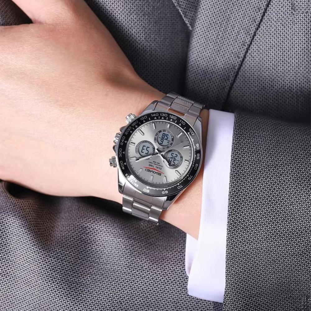 Chronografové hodinky pro muže Luxusní značka Sportovní křemíkové náramkové hodinky Vodotěsné Vojenské ocelové pánské hodinky Digitální hodiny Relogio Masculino
