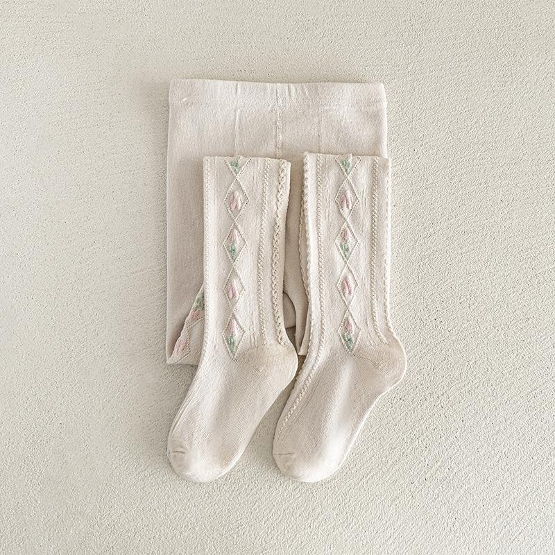 Girls Printed Tulips Pantyhose Fashion Kids Cotton Tights Baby Girl Uniform Leggings Children Knitting Cute Sweet Pants Clothing