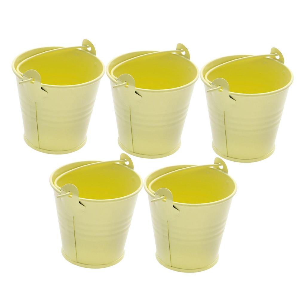 5x Small Metal Buckets Decor Crafts Planters with Handle Versatile Creative Plant Pots for Party Supplies Gift Patio Yard Garden
