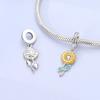 Original Charms Beads Pendant Copper Sunflower Tulip Rose Carnation Flowers Beads Fit Bracelet Woman Jewelry Gifts