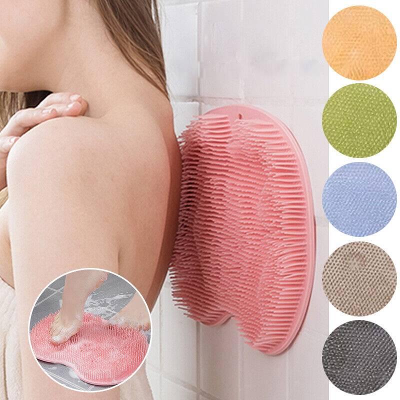 Shower Silicone Foot Scrubber Back Body Brush Massager Pad Mat Cleaning Bathroom