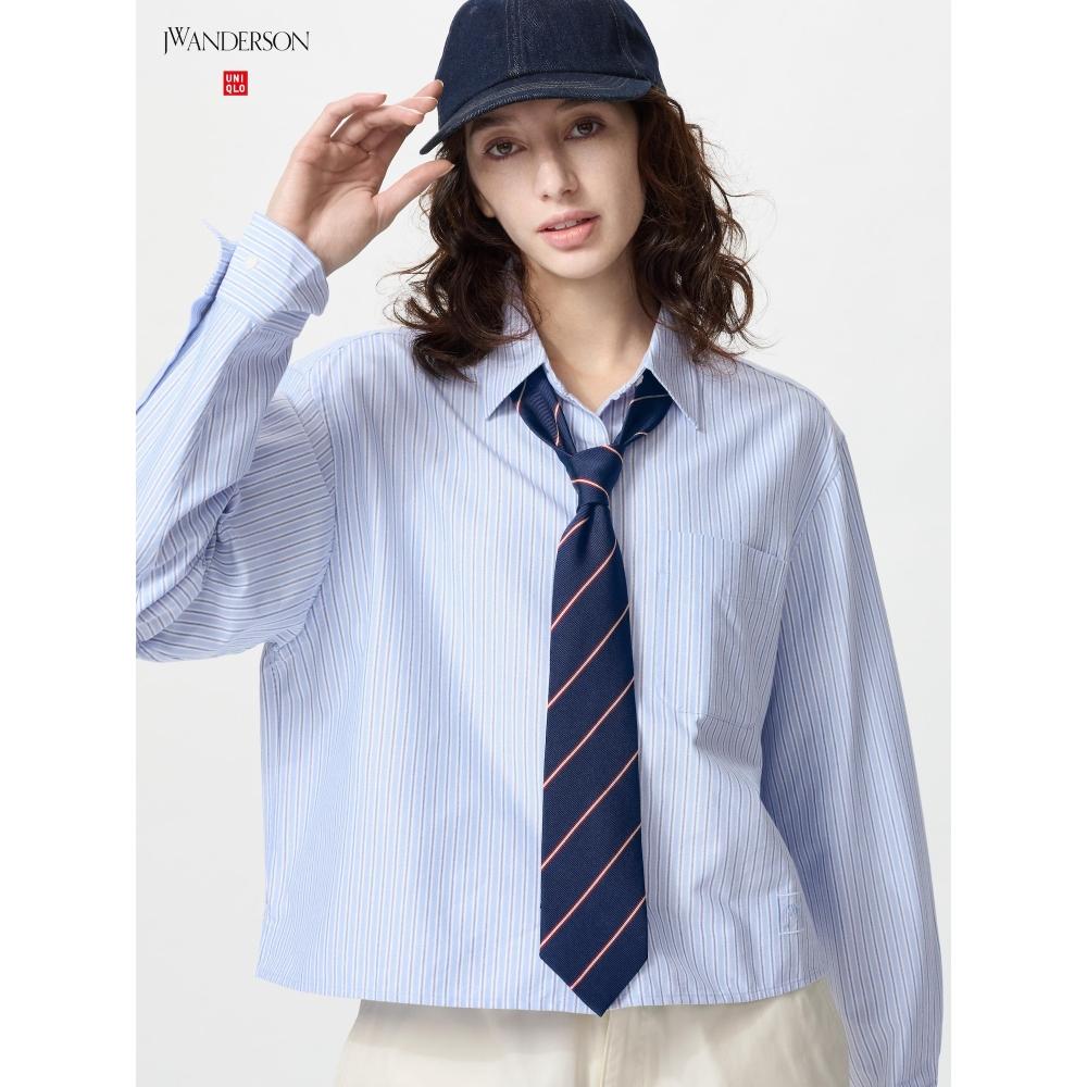 

Uniqlo Рубашка Oxford с длинным рукавом в полоску 60 LIGHT BLUE/WOMEN XS