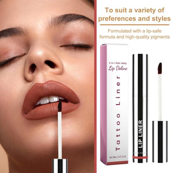 Matita labbra peel-off da 5 ml, a lunga tenuta, impermeabile, altamente pigmentata, rimovibile, per tatuaggi labbra voluminosi, strumenti per il trucco delle labbra da donna, regalo di compleanno