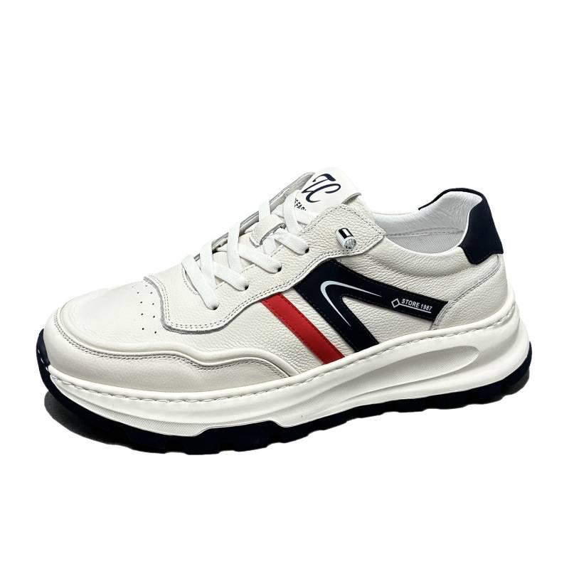 Cross-Border Lightweight Men'S Shoes, Leather Breathable Little White Shoes, Trendy Versatile Sports Leather Shoes, Men'S Casual Board Shoes