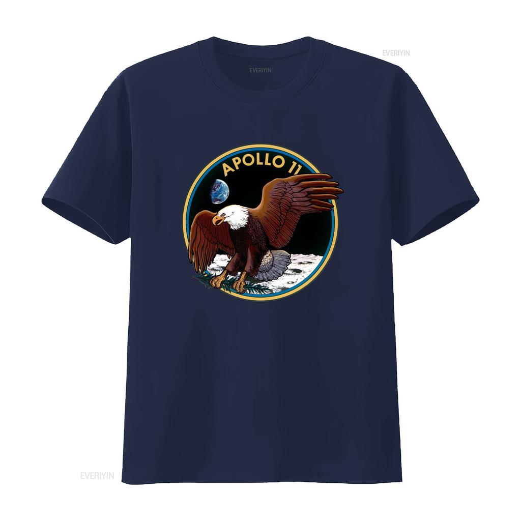 Apollo 11 Mission Patch Eagle Moon Earth T Shirt vintage Washed Versatile designer clothes Slightly Unisex