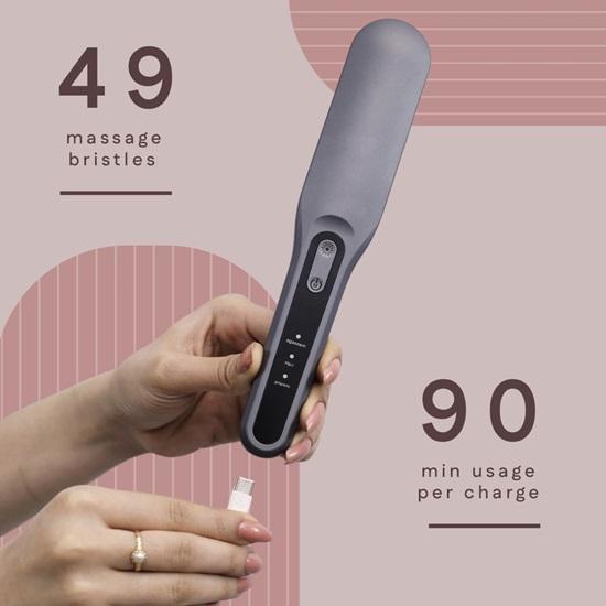 Hair Growth Comb with Red  Blue Light Therapy  Head Massager  Scalp Treatment, Hair Fall Control Rechargeable Electric Detangler for Men  Women (Grey)