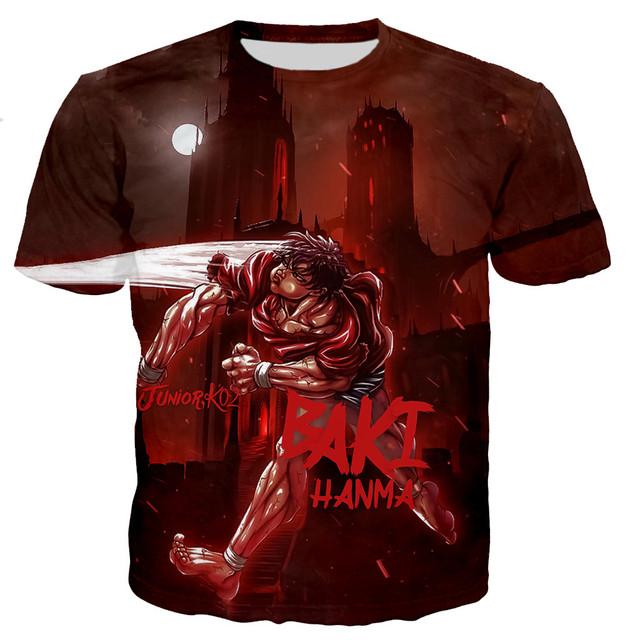 

Футболка Fighting Anime Baki Hanma, мужские/женские футболки с 3D принтом, повседневная футболка в стиле Харадзюку, модный стиль, уличная одежда, топы с короткими рукавами XL