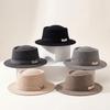 Wool Felt Women's Wool Hat Structured Crown French Fedora Hat New Flat-Top Fedora Hat  Travel