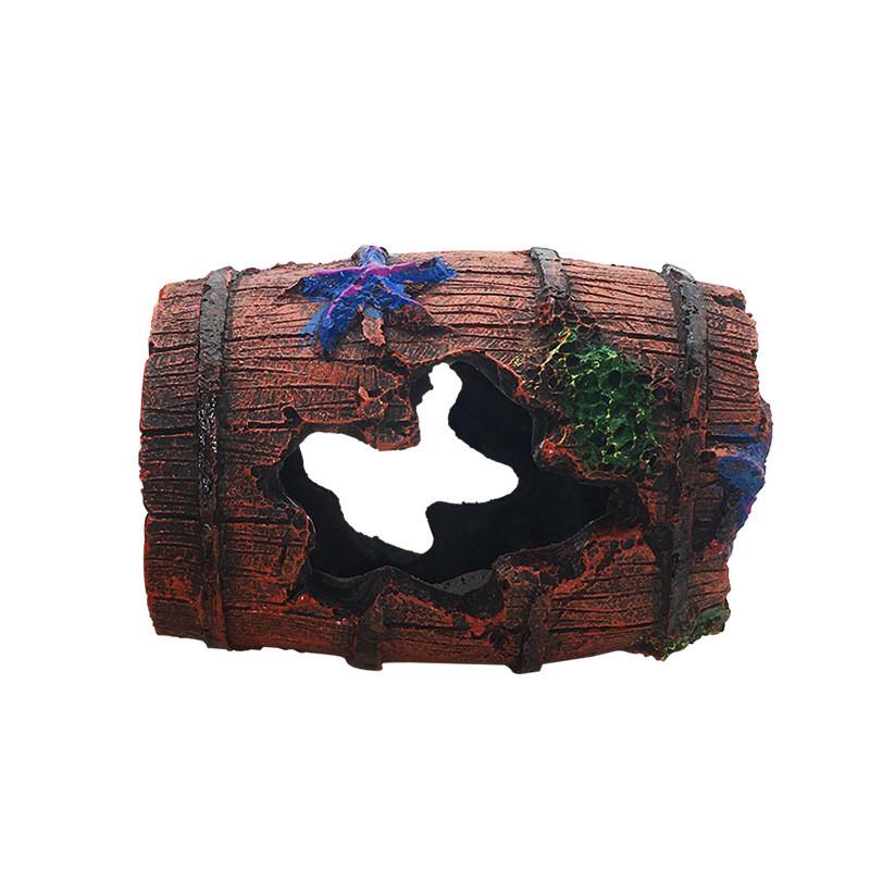 Resin Aquarium Ornaments Decorations Artificial Barrel Cave Landscaping Accessories For Fish Tank Aquarium Decoration Background