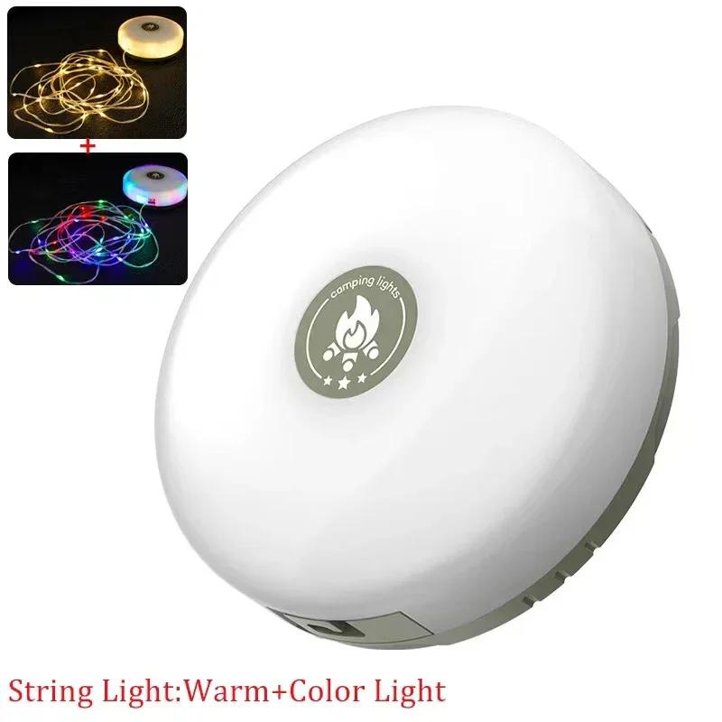 Camping String Lights, 33Ft/10M Portable Outdoor Lamps Reel with 8 Modes, 2000mAh Rechargeable Fairy Lamp