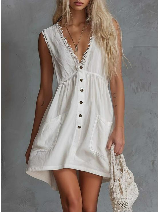 2026 Cross-Border Women s White Summer Cotton Linen Dress Double Extra Large белый