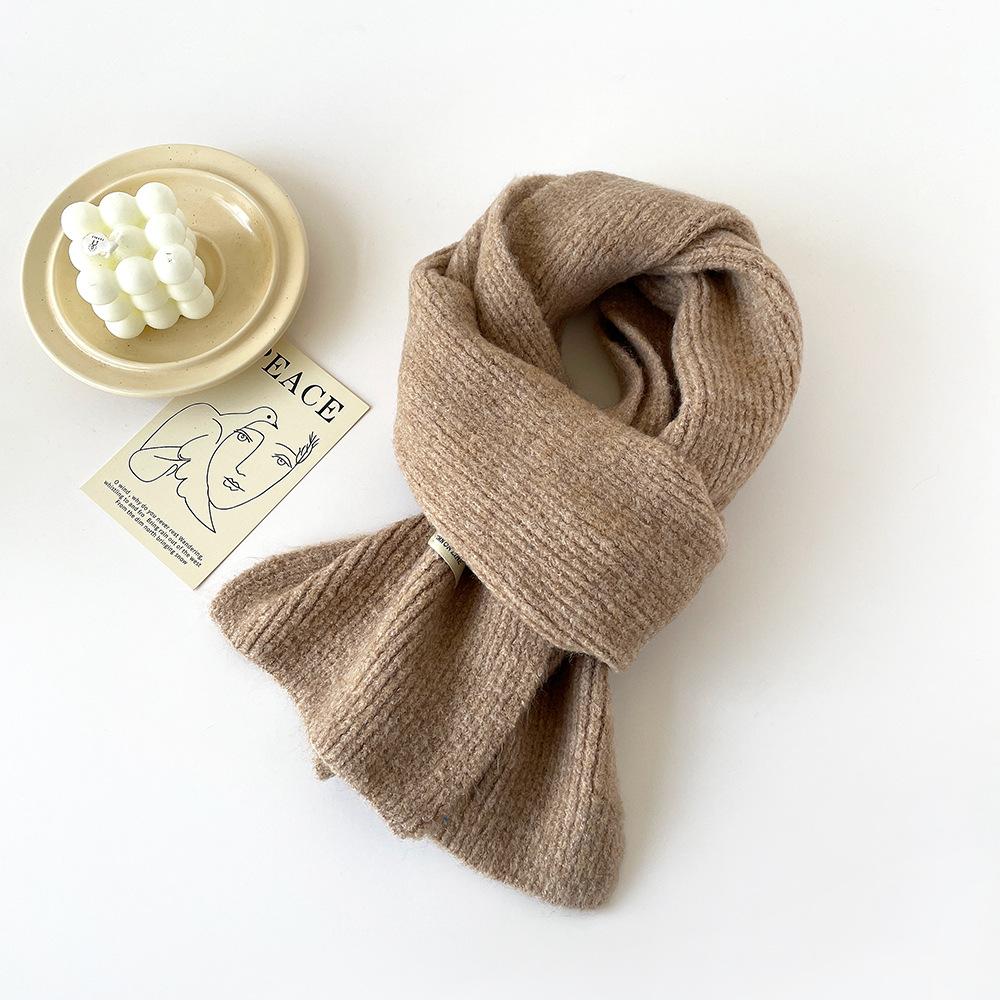 Winter small scarf women's autumn and winter new simple warm wool small scarf knitted scarf shawl