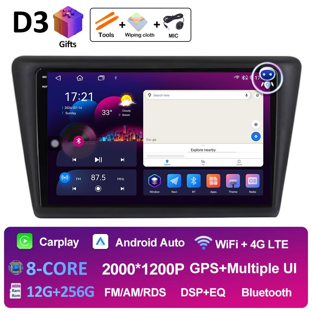 Android Auto pentru VW Skoda Rapid 2013 2014 2015 2016 2017 2018 2019 Seat Toledo 2015 - 2018 Wireless Carplay QLED Ecran IPS WIFI