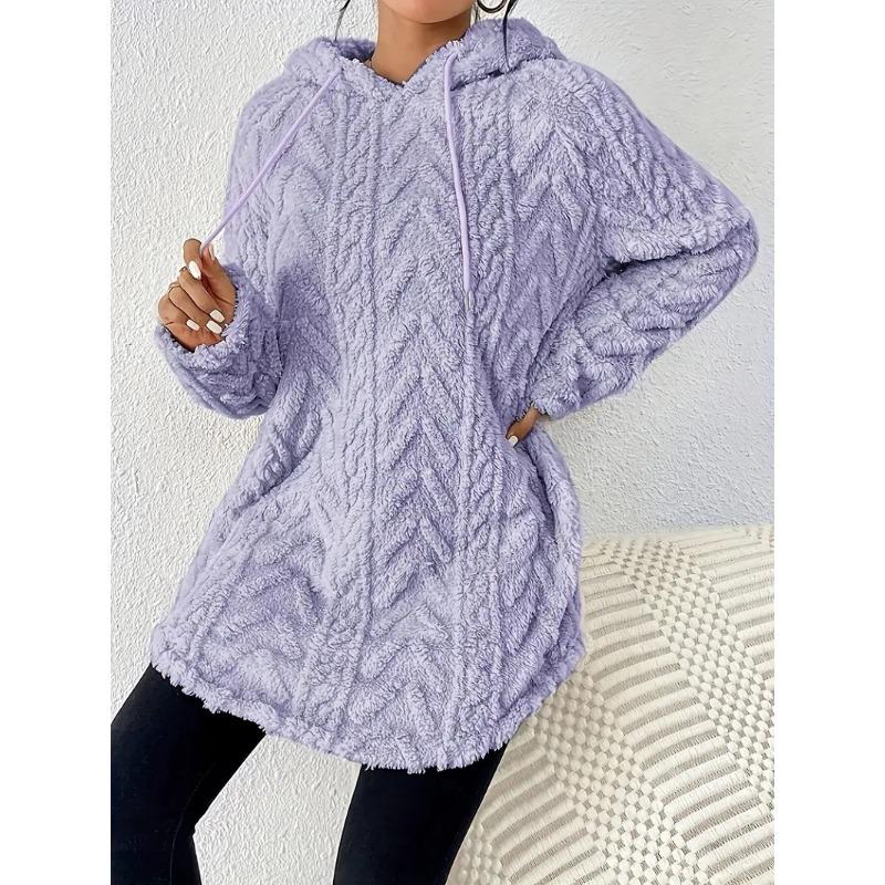Damen S Einfarbige Kapuzenpullover mit langen Ärmeln, schmal geschnitten, mit Kordelzug